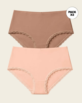 Paquete x 2 bloomers cacheteros, sin elásticos en cintura#color_s02-durazno-cafe-medio