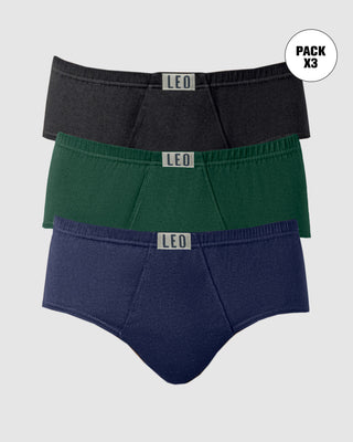 Paquete x 3 calzoncillos Clásicos Leo 100% en Algodón#color_s16-negro-verde-azul-azul