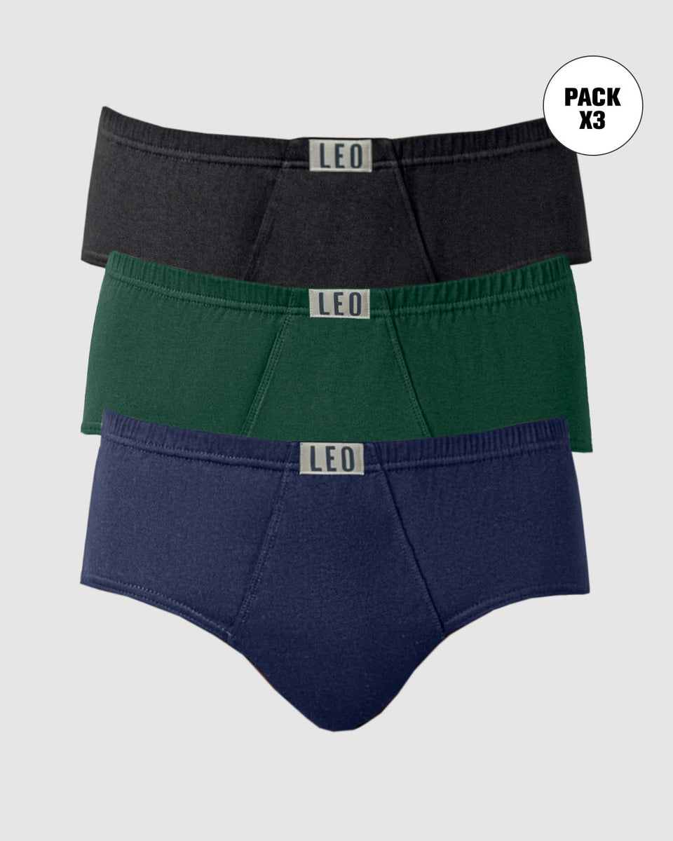 Paquete x 3 calzoncillos Clásicos Leo 100% en Algodón