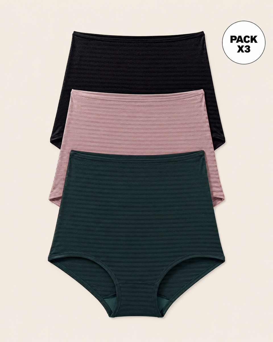 Paquete x 3 bloomers Clásicos con Máximo Cubrimiento