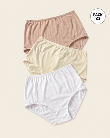 Paquete x 3 bloomers clásicos con excelente cubrimiento#color_s06-blanco-cafe-claro-marfil