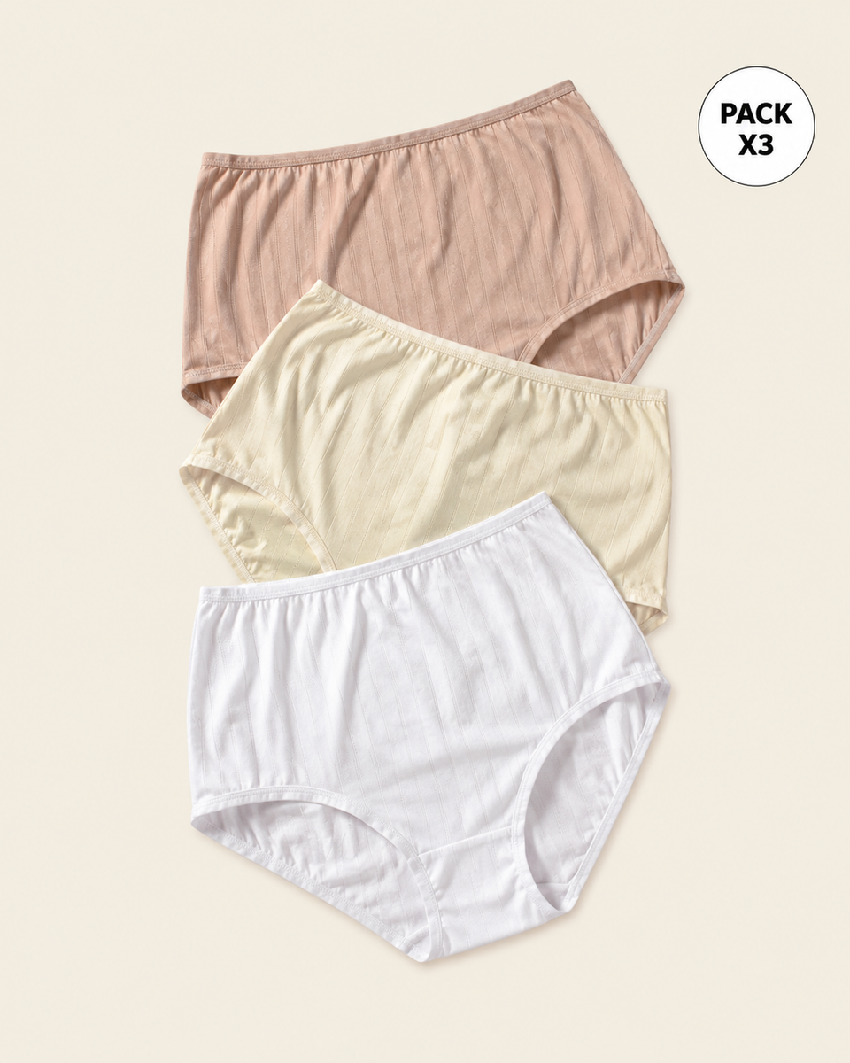 Paquete x 3 bloomers clásicos con excelente cubrimiento