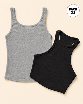 Pack x2 Blusa + Crop top#color_s02-gris-negro