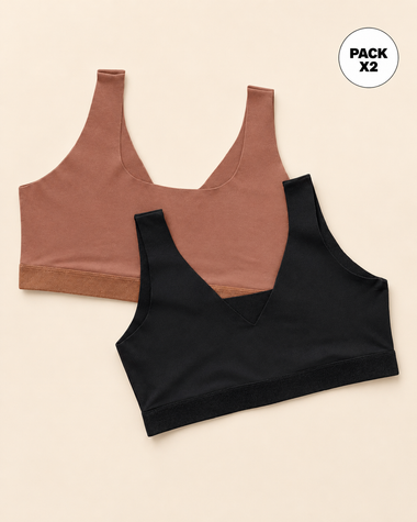 Paquete x 2 tops invisibles doble escote#color_s03-cafe-medio-negro