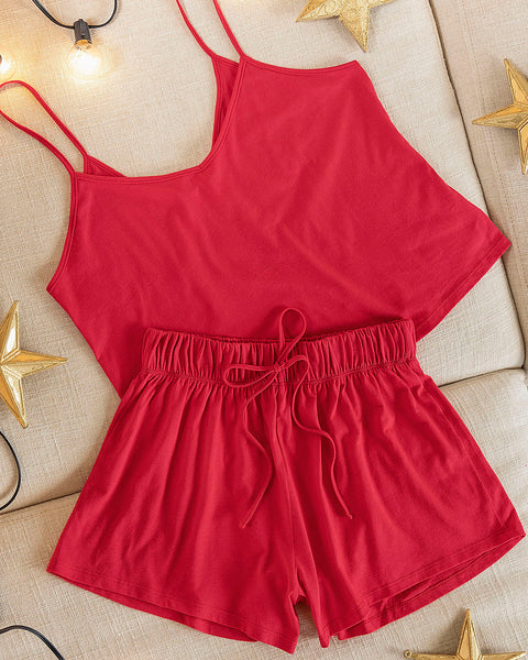 Conjunto de short pijama#color_302-rojo