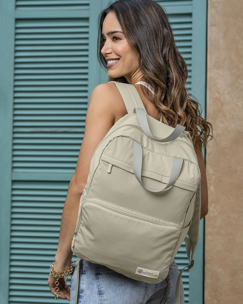 Mochila plegable con 2 bolsillos exteriores#color_849-beige