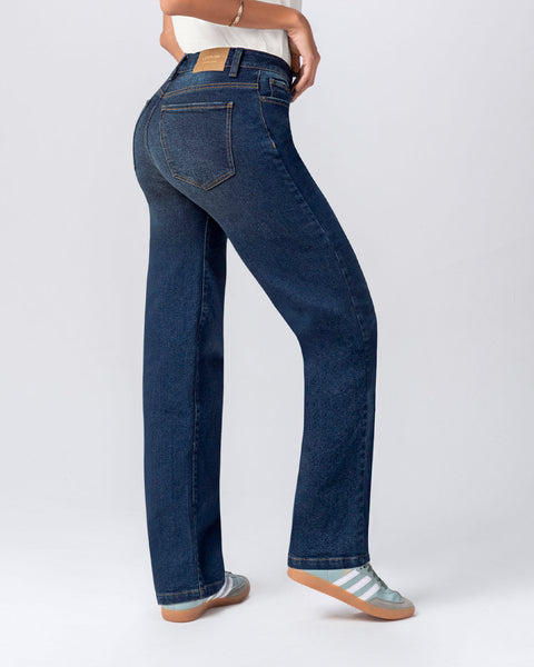 Jean bota recta para mujer#color_509-azul-oscuro