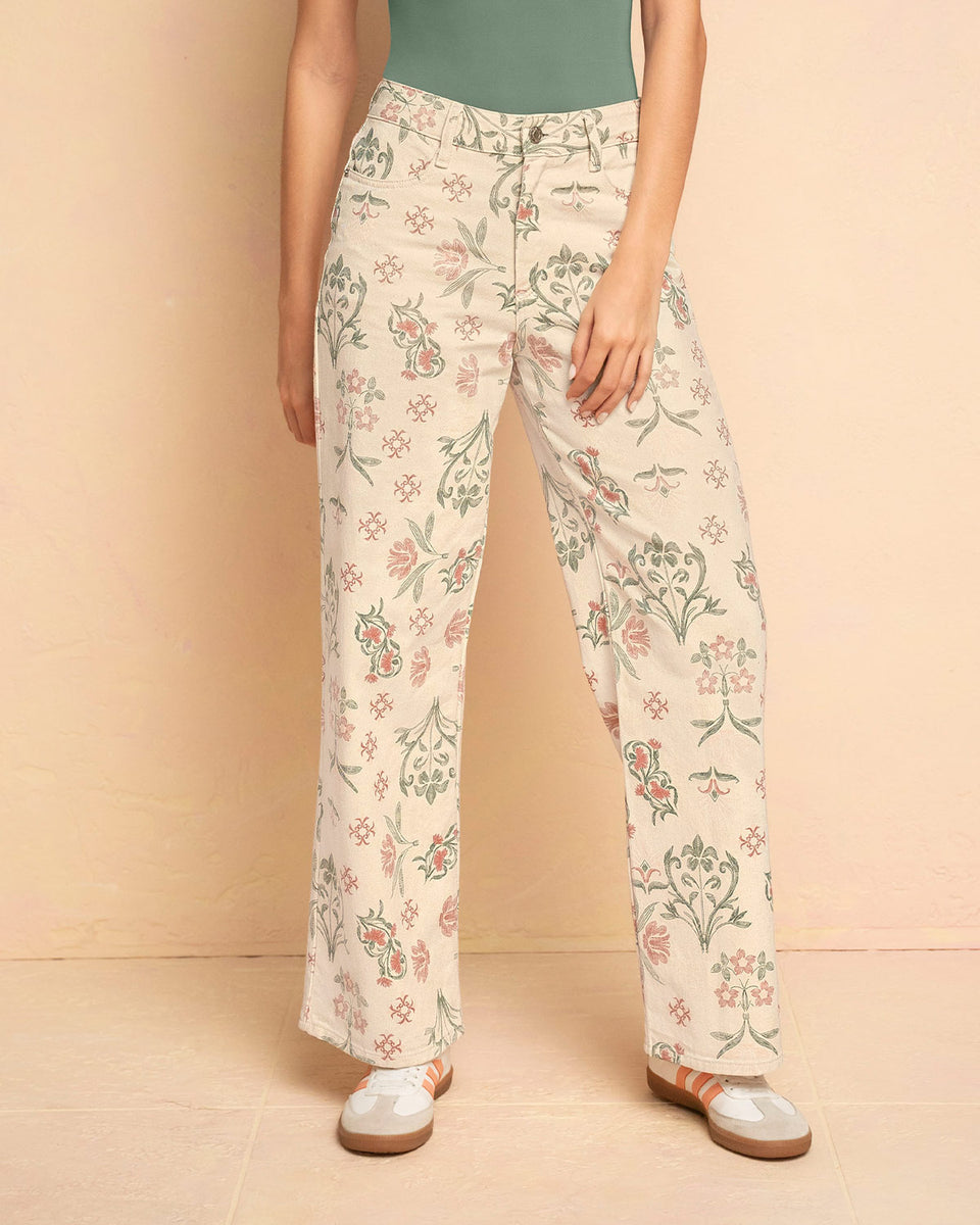 Pantalón estampado bota ancha