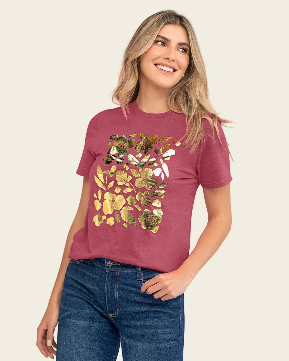 Camiseta manga corta con mensaje en el frente