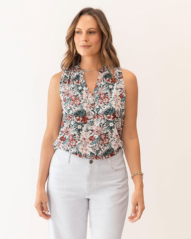 Blusa sin mangas abotonable#color_105-flores-rojas-y-verdes