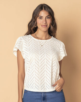 Blusa manga corta con detalles en ojalillo#color_018-marfil
