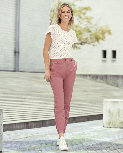 Pantalón exterior jogger mujer#color_180-palo-de-rosa