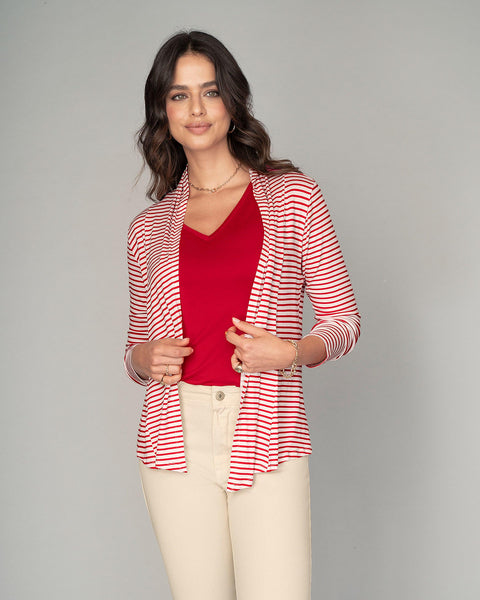 Blusa estampada manga corta con cuello en V#color_302-rojo