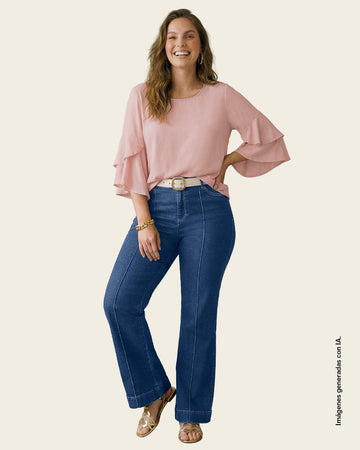 Blusa manga corta con cuello redondo y bolero en mangas#color_c30-rosado