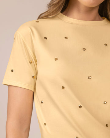 Blusa manga corta con detalles con brillo#color_c17-amarillo