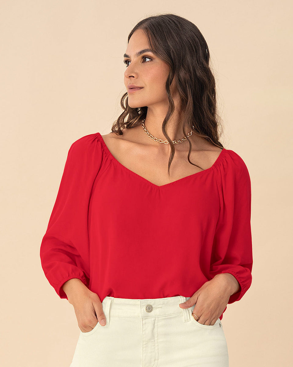 Blusa manga 3/4 de escote en V