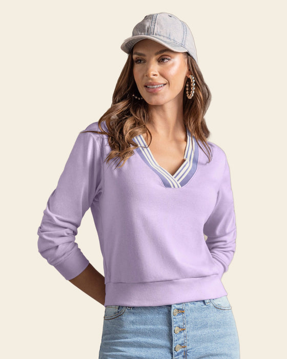 Sudadero cuello en V tejido#color_412-lavanda
