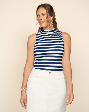 Blusa sin mangas de cuello alto#color_146-raya-azul