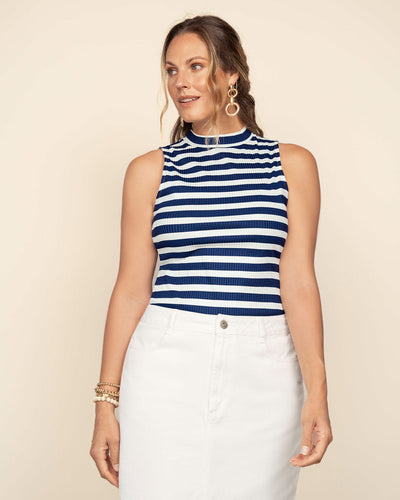 Blusa sin mangas de cuello alto#color_146-raya-azul