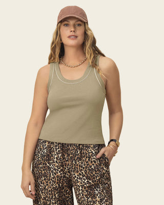 Blusa manga sisa con detalle en contraste#color_089-beige