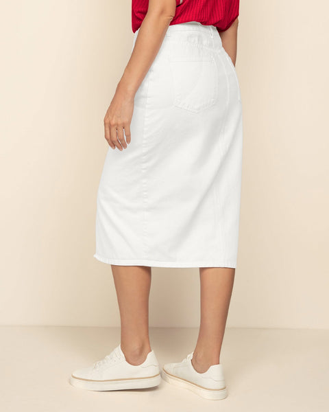 Falda midi con abertura en frente#color_000-blanco