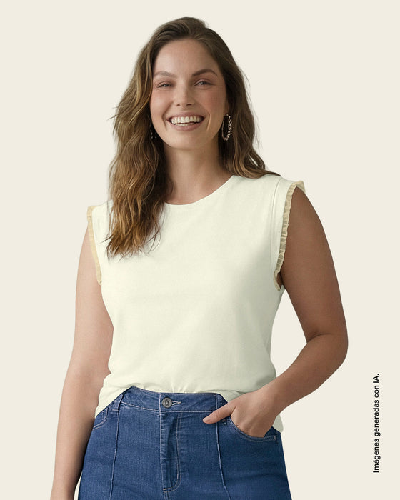 Blusa con detalle tejido en mangas#color_000-blanco