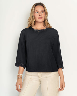 Blusa con detalle en mangas 3/4#color_700-negro