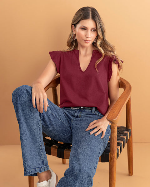 Blusa con bolero en manga#color_349-vino
