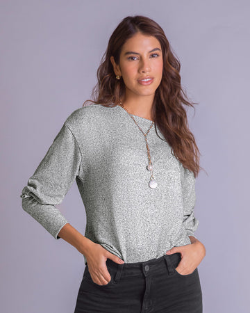 Blusa manga larga cuello redondo mangas con volumen#color_717-gris-jaspe