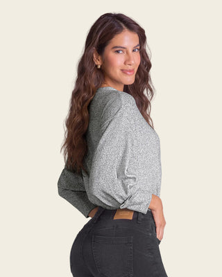 Blusa manga larga cuello redondo mangas con volumen#color_717-gris-jaspe