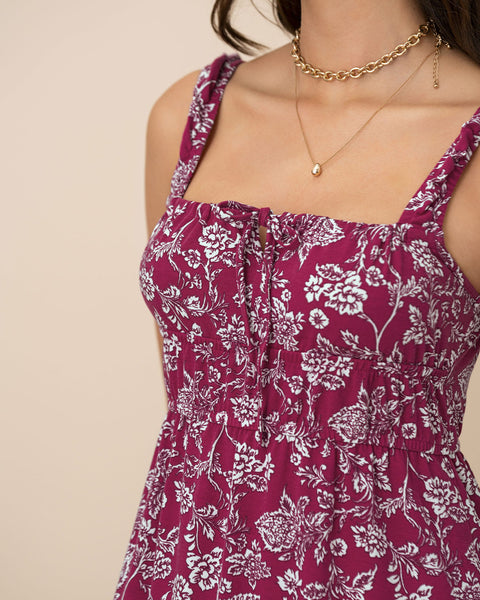 Vestido largo estampado de escote cuadrado#color_145-estampado