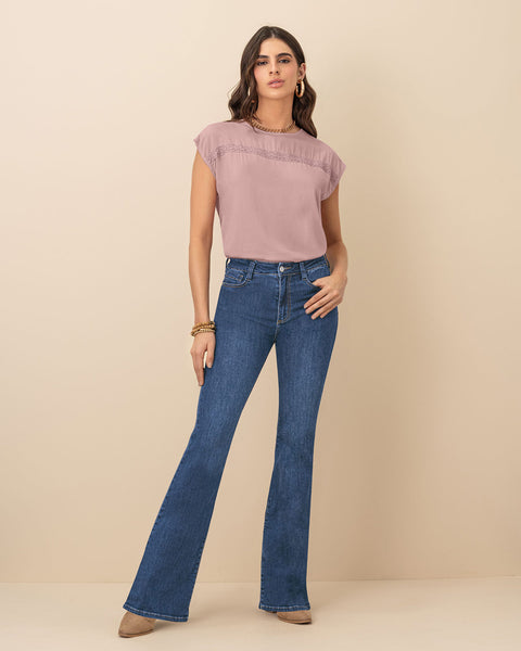 Blusa básica manga corta con detalle sobrepuesto en frente#color_301-rosado