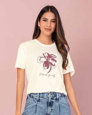 Blusa manga corta en algodón con estampado en frente#color_806-marfil