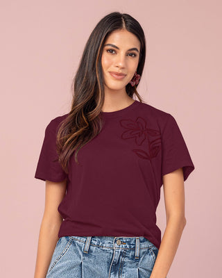 Blusa manga corta en algodón con estampado en frente#color_c37-borgona