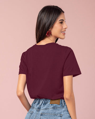 Blusa manga corta en algodón con estampado en frente#color_c37-borgona