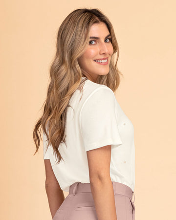 Blusa manga corta con apliques de perlas#color_018-marfil