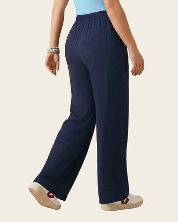 Pantalón de silueta amplia en tela craquelada#color_c42-azul-oscuro