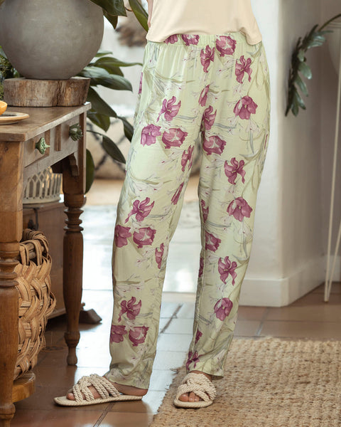 Pantalón largo estampado de pijama#color_145-estampado-botanico