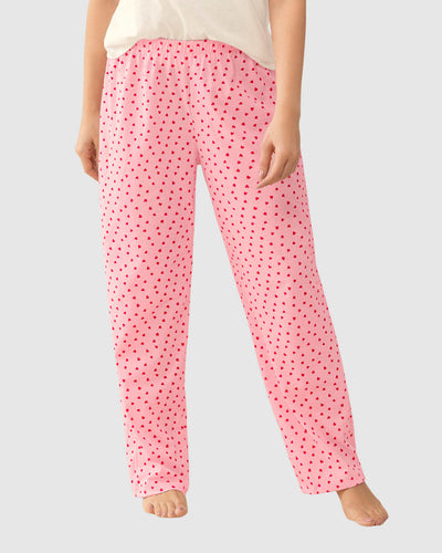 Pantalón largo estampado con elástico en cintura#color_035-rosado-estampado-corazones