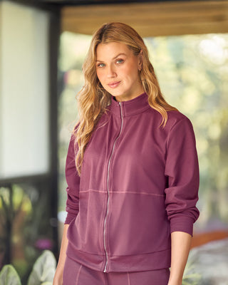 Sudadero manga larga con cierre en frente#color_337-morado