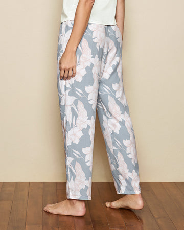 Pantalón estampado de pijama en tejido plano#color_086-hojas