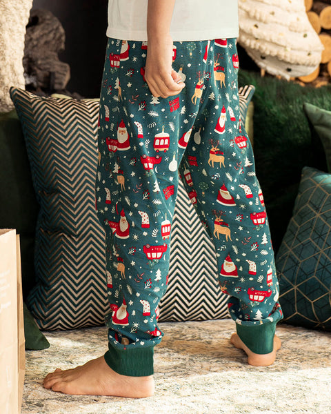 Pantalón de pijama infantil unisex con estampado continuo#color_145-estampado-navidad
