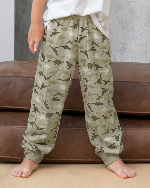 Pantalón de pijama infantil unisex con estampado continuo#color_967-estampado-dinosaurios