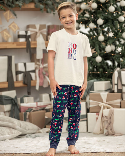 Conjunto de pijama infantil blusa + pantalón#color_517-estampado-navidad