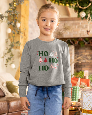 Sudadero manga larga infantil con recogido en hombros#color_723-gris-jaspe