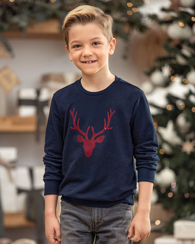 Sudadero manga larga para niño con estampado de alta densidad#color_024-azul-oscuro