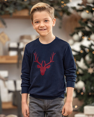 Sudadero manga larga para niño con estampado de alta densidad#color_024-azul-oscuro