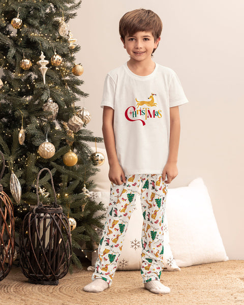 Camiseta de pijama con estampado localizado unisex#color_395-marfil-navidad