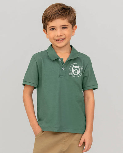 Camiseta tipo polo con perilla funcional para niño#color_198-verde-claro