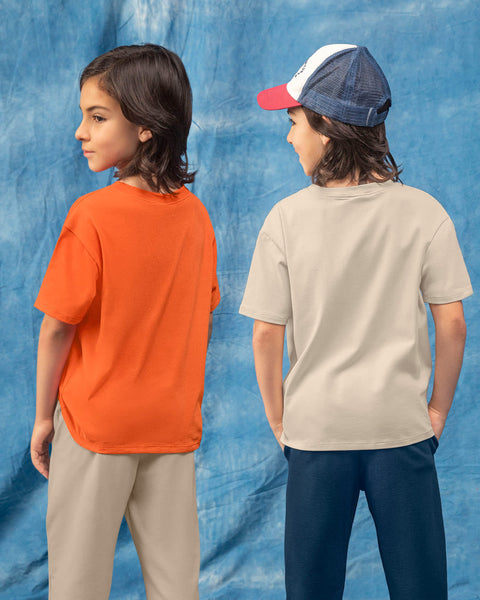 Paquete x2 blusas manga corta para niña#color_s01-naranja-y-taupe